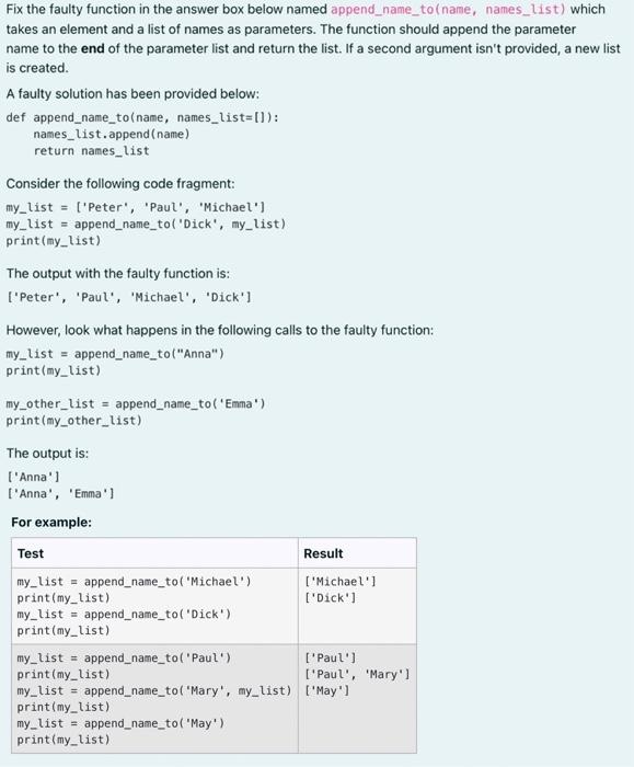 Solved takes an element and a list of names as parameters. | Chegg.com