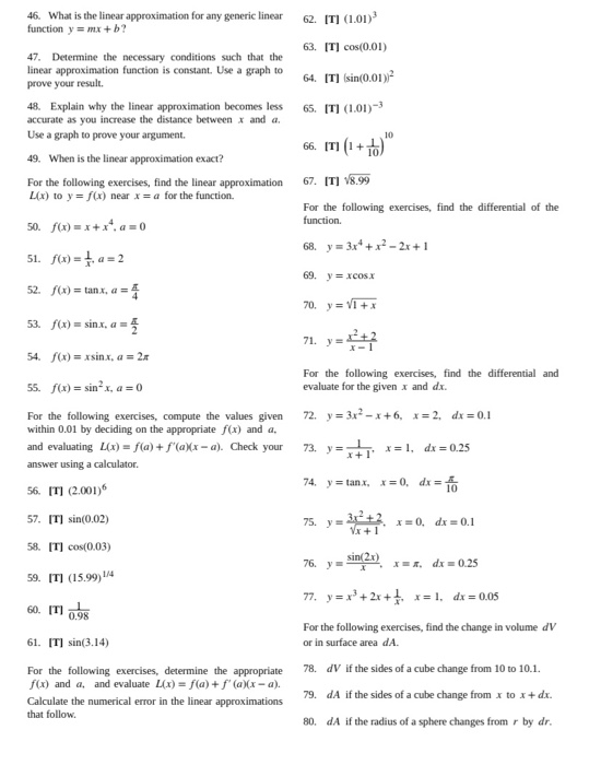 Solved 46. What is the linear approximation for any generic | Chegg.com