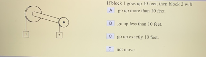 Solved If block I goes up 10 feet, then block 2 will A go up | Chegg.com