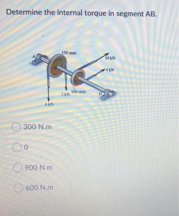 Solved Determine the internal torque in segment AB. 150 mm | Chegg.com