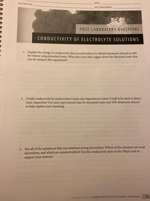 Solved INSTRUCTOR DATE SECTION/GROUP POSTLABORATORY