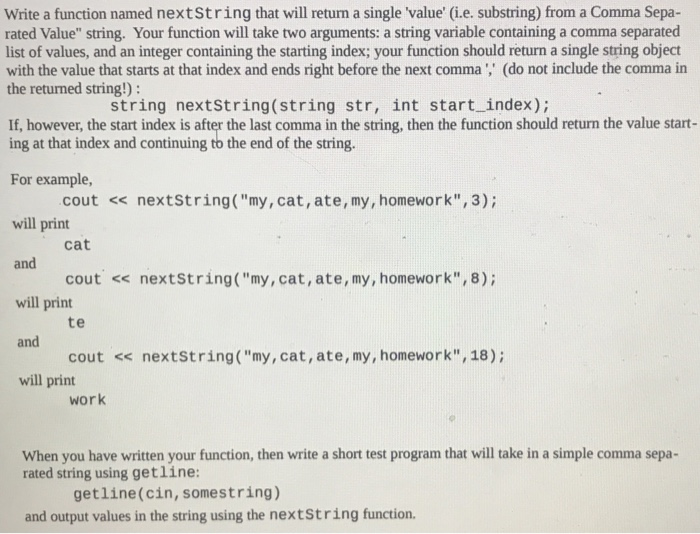 Solved Write a function named nextString that will return a | Chegg.com