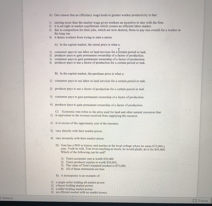solved question 9efficiency wagesa. decrease... Solved A) One reason that an efficiency wage leads to | Chegg.com