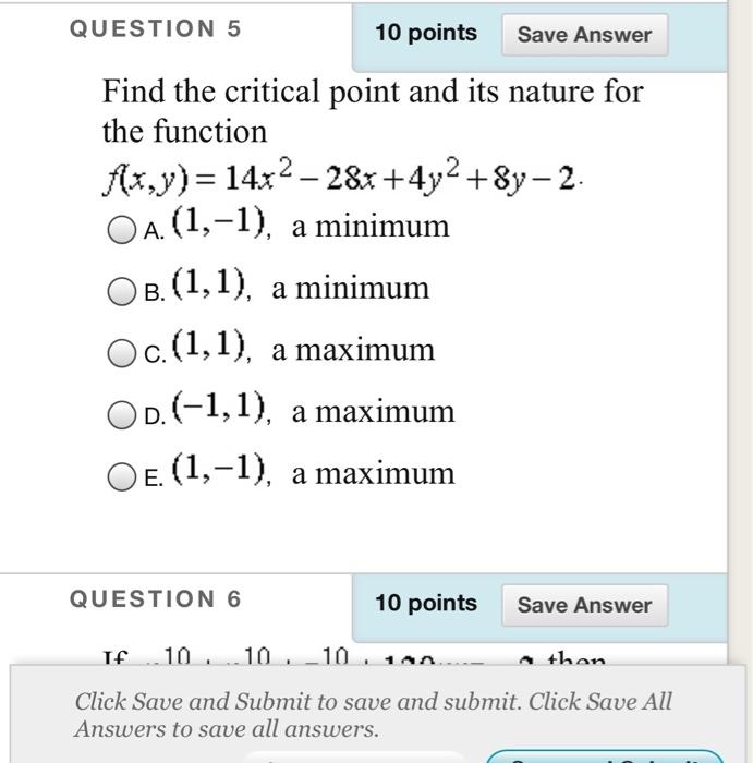 Solved QUESTION 5 10 points Save Answer Find the critical | Chegg.com