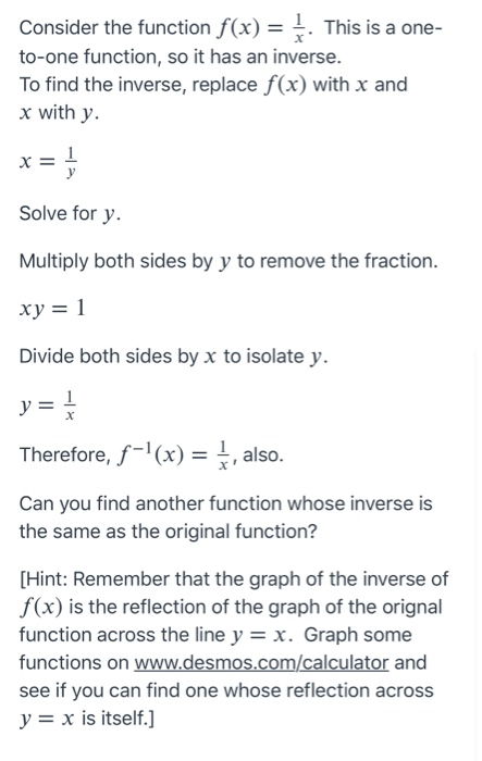 Solved Consider The Function F X This Is A One To O Chegg Com