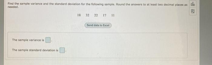 Solved Find the sample variance and the standard deviation | Chegg.com