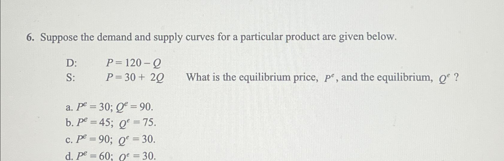 Solved Suppose the demand and supply curves for a particular | Chegg.com