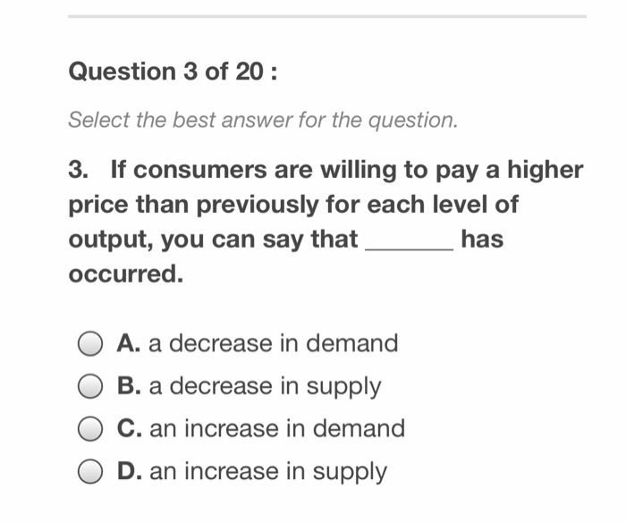 Solved Question 3 of 20 Select the best answer for the | Chegg.com