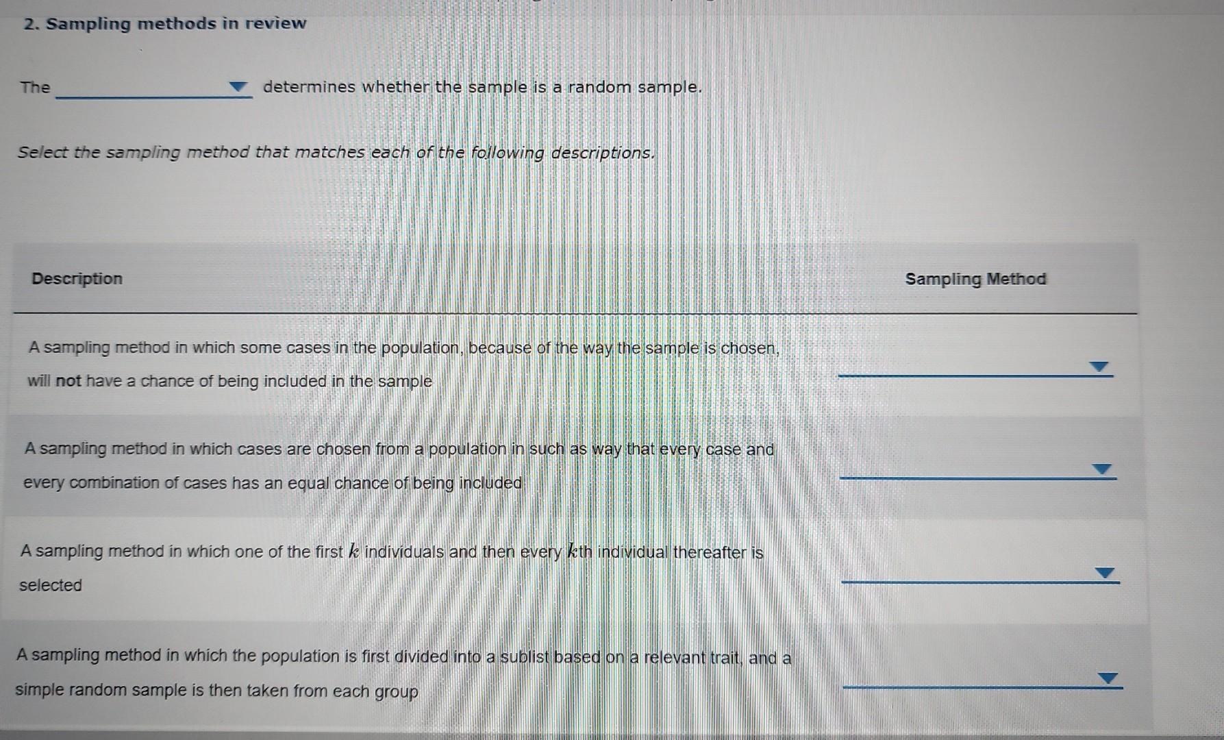 Solved 2 Sampling Methods In Review The Determines Whether Chegg Solved 2 Sampling Methods In Review The Determines Whether Chegg