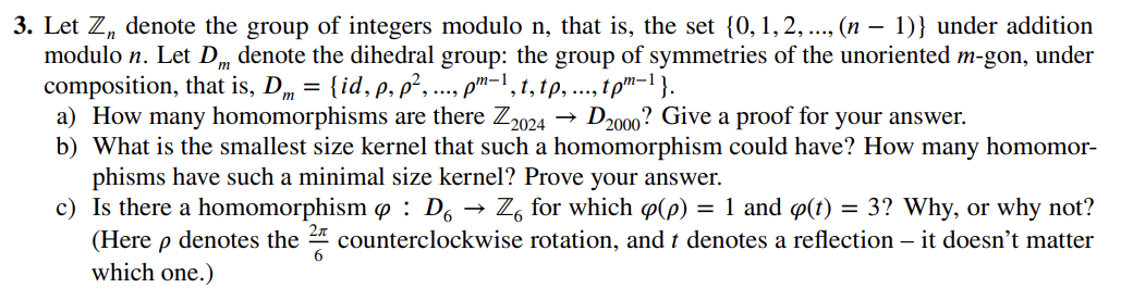 Solved Let Zn ﻿denote the group of integers modulo n, ﻿that | Chegg.com
