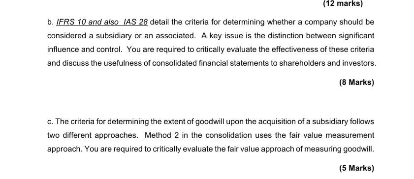 Solved (12 Marks) B. IFRS 10 And Also IAS 28 Detail The | Chegg.com