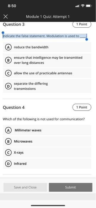 Solved 8:50 al х Module 1 Quiz: Attempt 1 Question 3 1 Point | Chegg.com