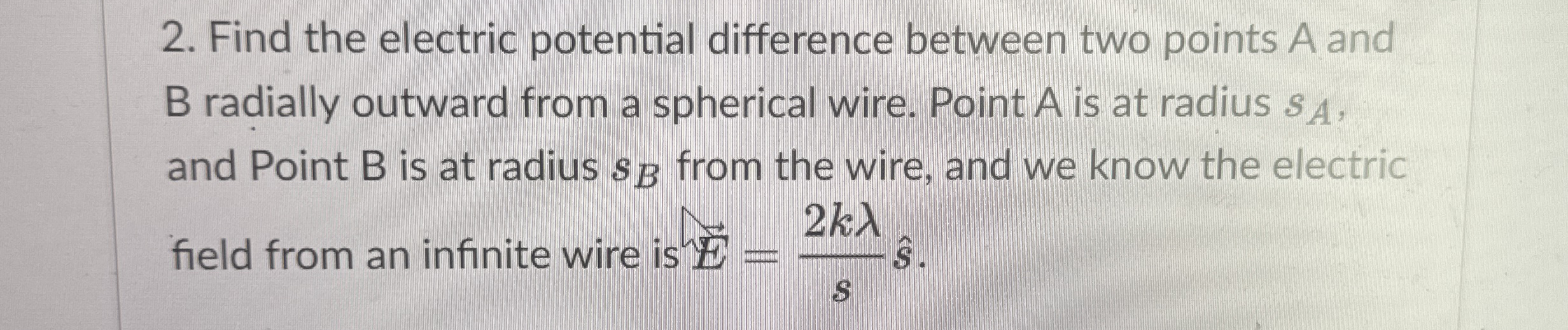 Solved Find the electric potential difference between two | Chegg.com