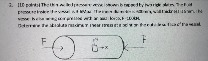 Solved 2. (10 Points) The Thin-walled Pressure Vessel Shown | Chegg.com