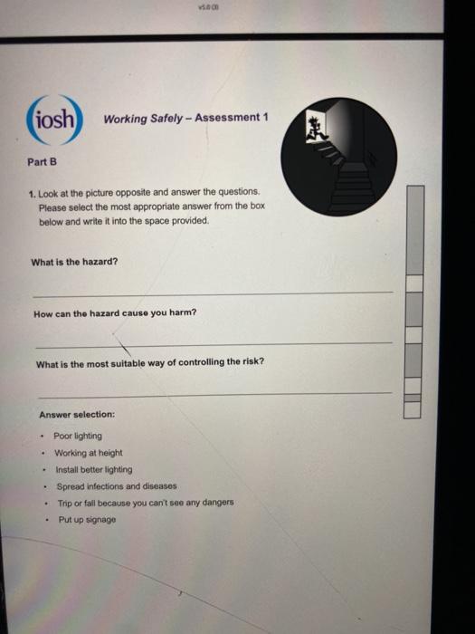 Solved iosh Working Safely - Assessment 1 15. Think about | Chegg.com