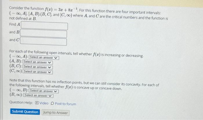 Solved Consider the function f(3) = 30 + 83 For this | Chegg.com