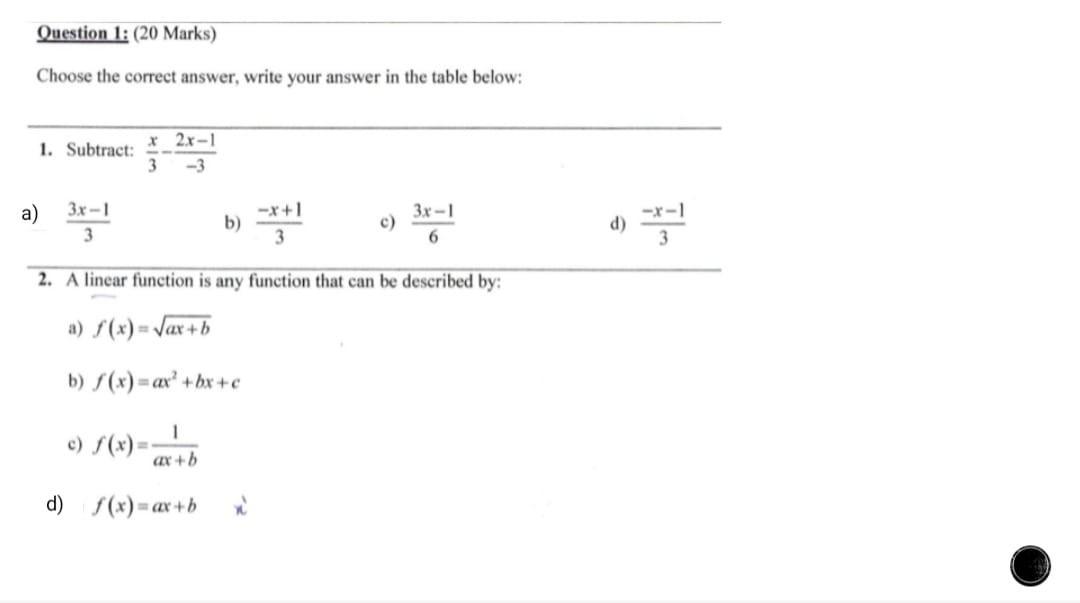 Solved Choose the correct answer, write your answer in the | Chegg.com