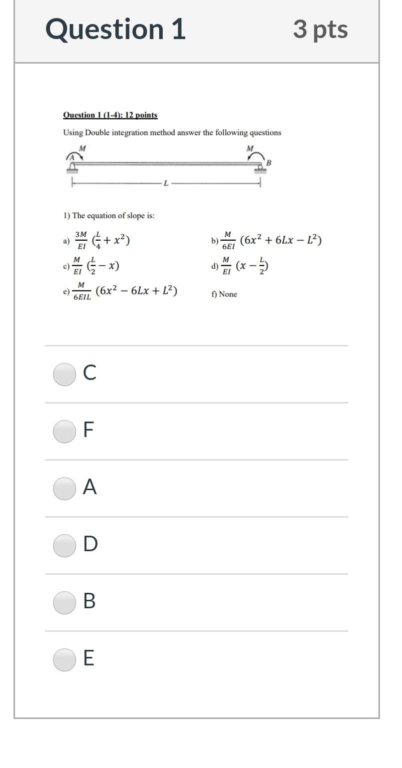 Solved Question 1 3 pts Question 1 (1-4): 12 points Using | Chegg.com