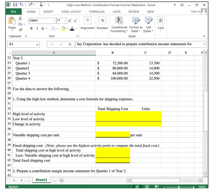 Solved 1. Analyze a mixed cost using the highlow method. 2.