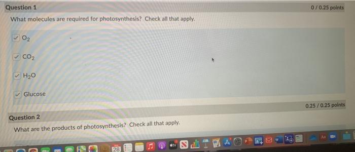 Solved 0/0.25 points Question 1 What molecules are required 
