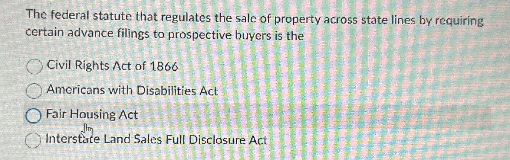 Solved The federal statute that regulates the sale of