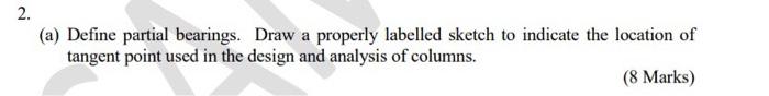 (a) Define partial bearings. Draw a properly labelled sketch to indicate the location of tangent point used in the design and