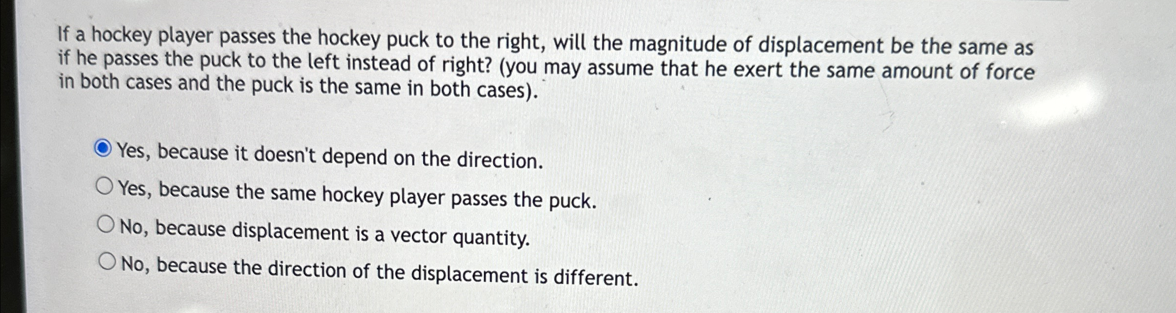 Solved If A Hockey Player Passes The Hockey Puck To The | Chegg.com