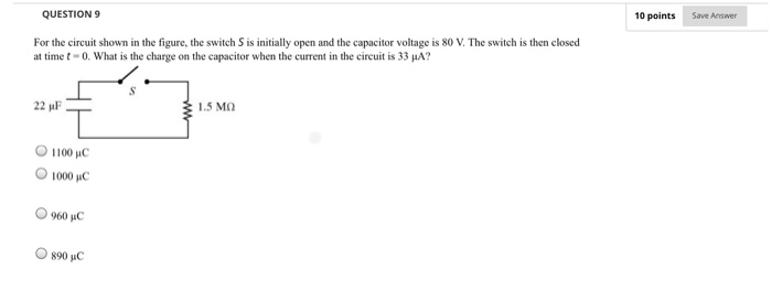 Solved QUESTION 9 10 points Save Answer For the circuit | Chegg.com