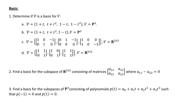 Solved Basis 1 Determine If V Is A Basis For V A V Chegg Com