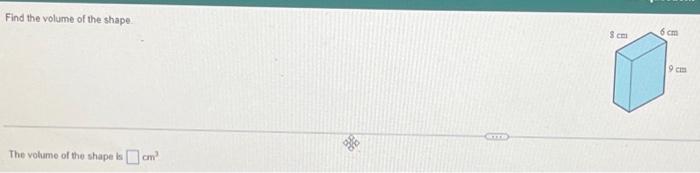 Solved Find the volume of the shape The volume of the shape | Chegg.com