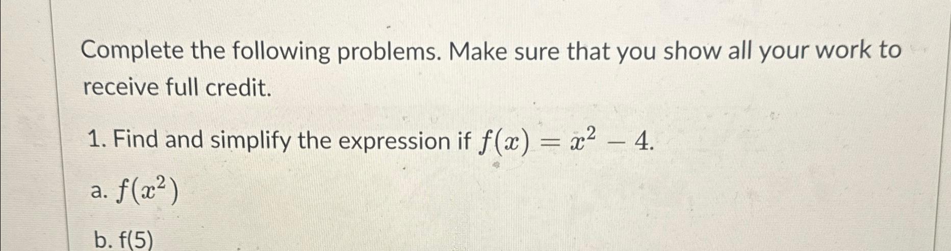 Solved Complete the following problems. Make sure that you | Chegg.com