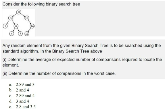 Solved Consider the following binary search tree Any random | Chegg.com