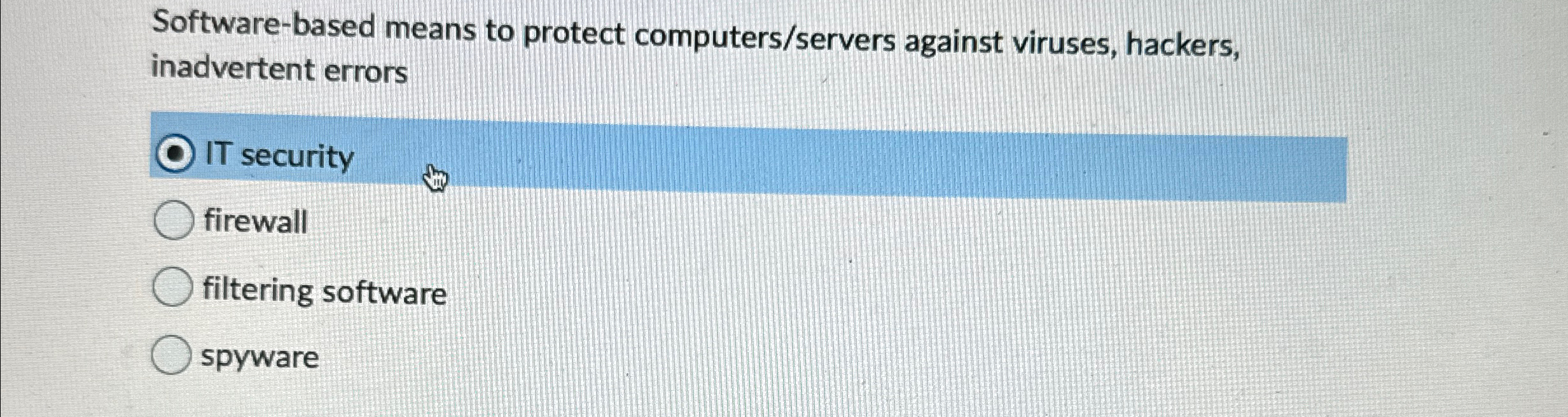 Solved Software-based means to protect computers/servers | Chegg.com
