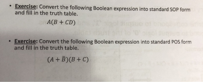 Solved Exercise: Convert the following Boolean expression | Chegg.com