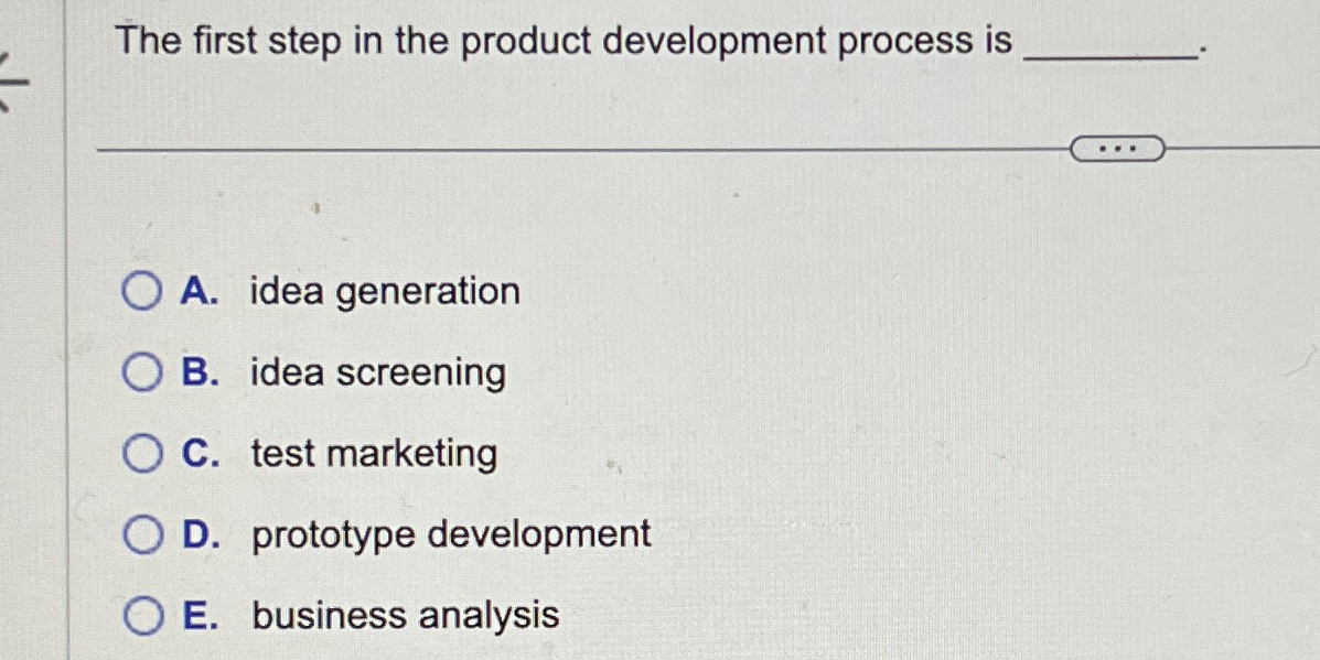 Solved The first step in the product development process | Chegg.com