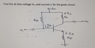 Solved Find the dc bias woltage V???? ﻿and current Ic ﻿for | Chegg.com