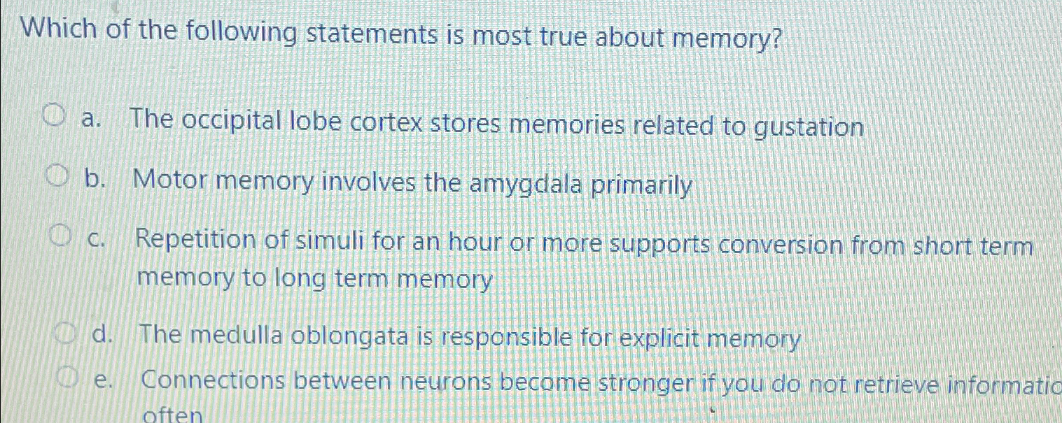 Solved Which of the following statements is most true about | Chegg.com