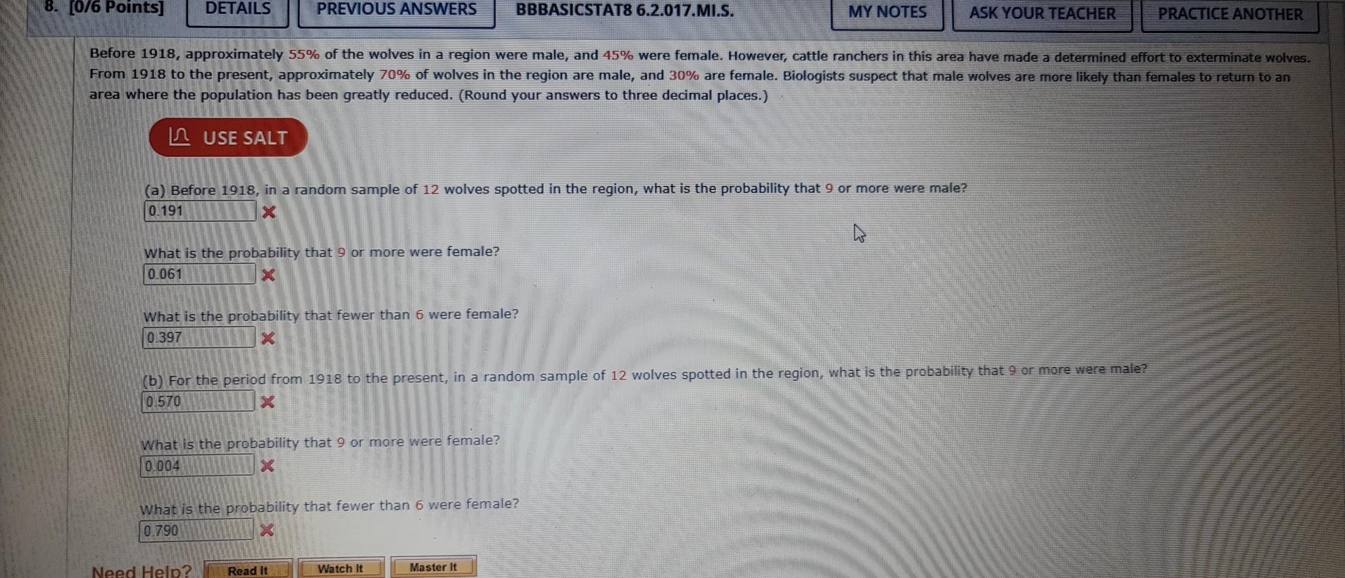 Solved 8. [0/6 Points] DETAILS PREVIOUS ANSWERS BBBASICSTAT8 | Chegg.com
