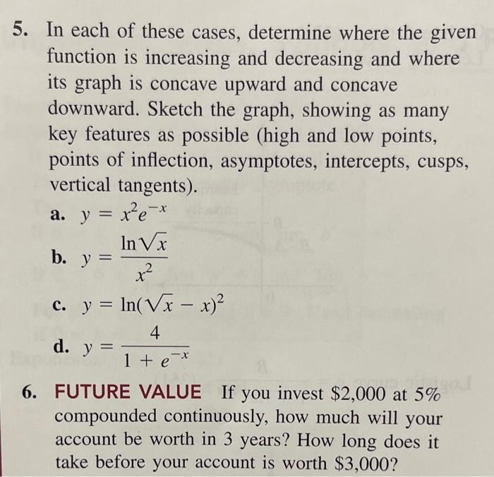 Solved 5. In each of these cases, determine where the given | Chegg.com