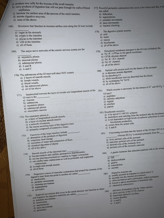 Solved 160) Which of the following is an accessory organ of