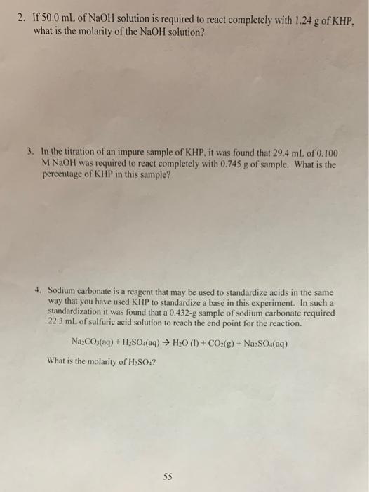 Solved 2. If 50.0 mL of NaOH solution is required to react | Chegg.com