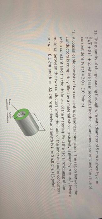 Solved 1a. The quantity of charge passing through wire with | Chegg.com