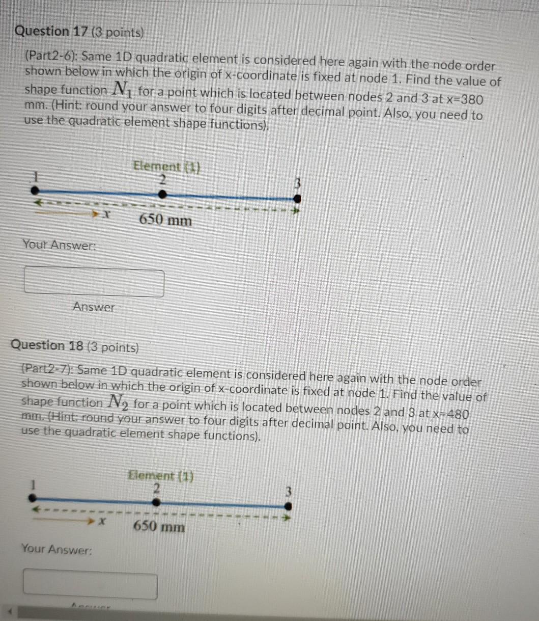 Solved Question 17 (3 points) (Part2-6): Same 1D quadratic | Chegg.com