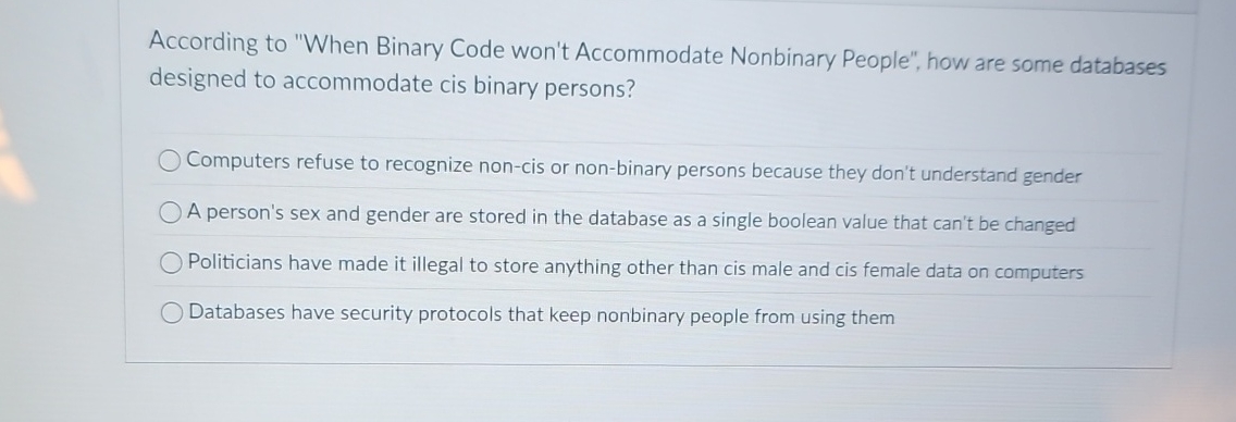According to "When Binary Code won't Accommodate | Chegg.com