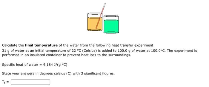 Solved Calculate The Final Temperature Of The Water From The | Chegg.com