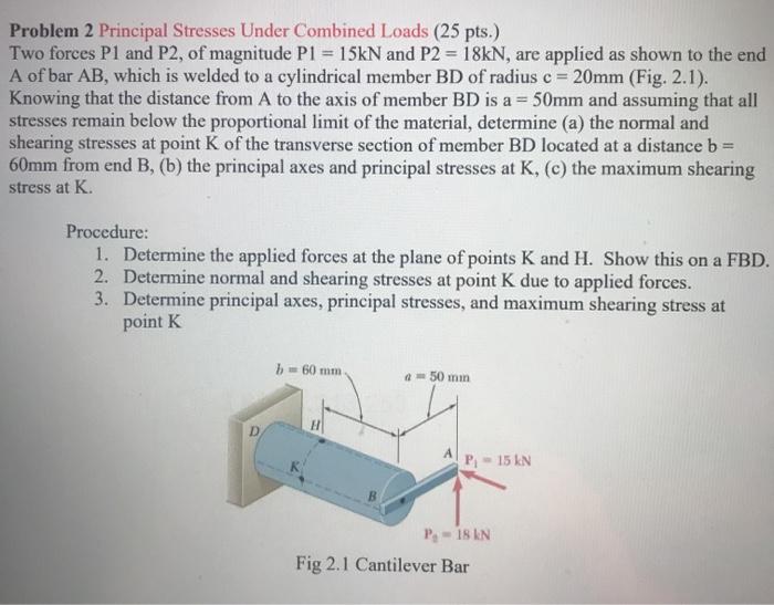Solved Problem 2 Principal Stresses Under Combined Loads (25 | Chegg.com