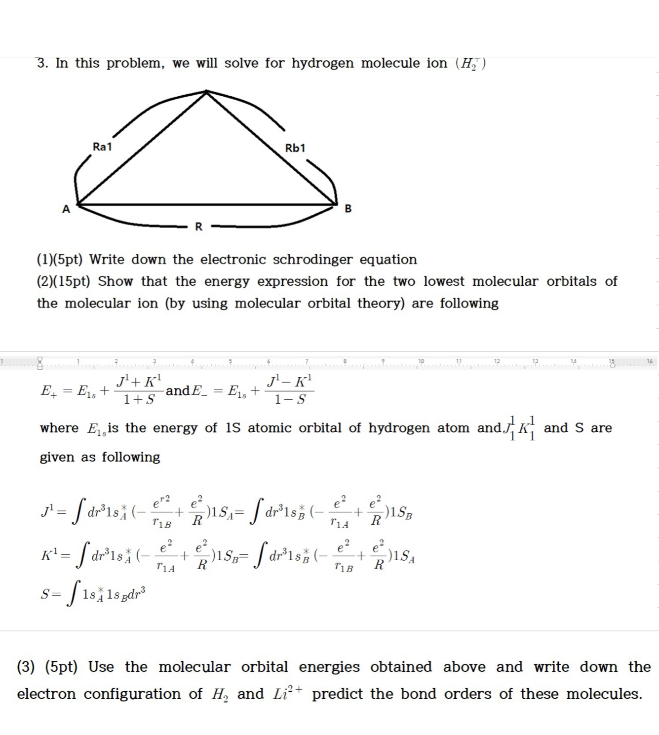 Solved In this problem, we will solve for hydrogen molecule | Chegg.com