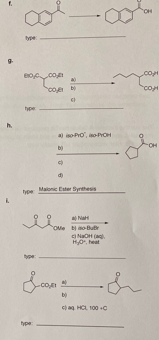 Solved type: Eto, C CO Et COH CORE -CO₂H type: a) iso-Pro