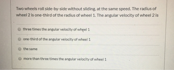 Solved Two wheels roll side-by-side without sliding, at the | Chegg.com