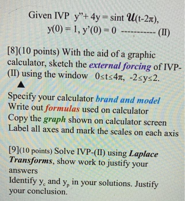 Solved Given Ivp Y 4y Sint Ut 21 Yo 1 Y0 0 3660